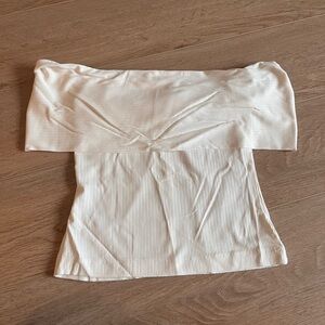 SPANX Stretch Rib Off-The-Shoulder Top - Cream